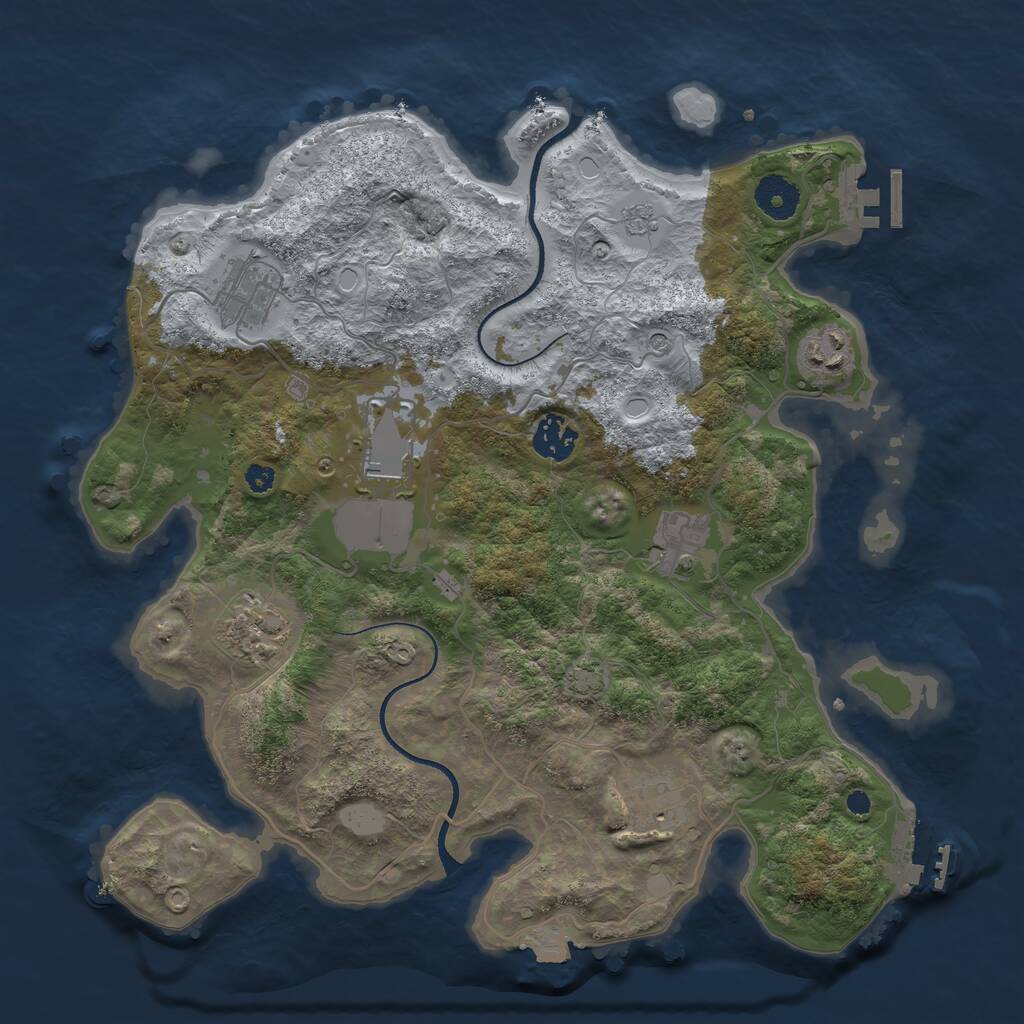 Rust Map: Procedural Map, Size: 3500, Seed: 403808218, 13 Monuments