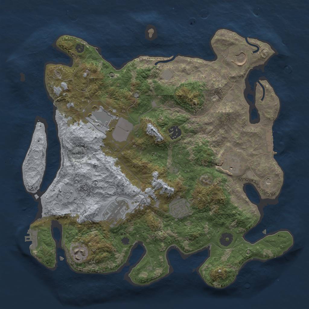 Rust Map: Procedural Map, Size: 3500, Seed: 1354423376, 16 Monuments