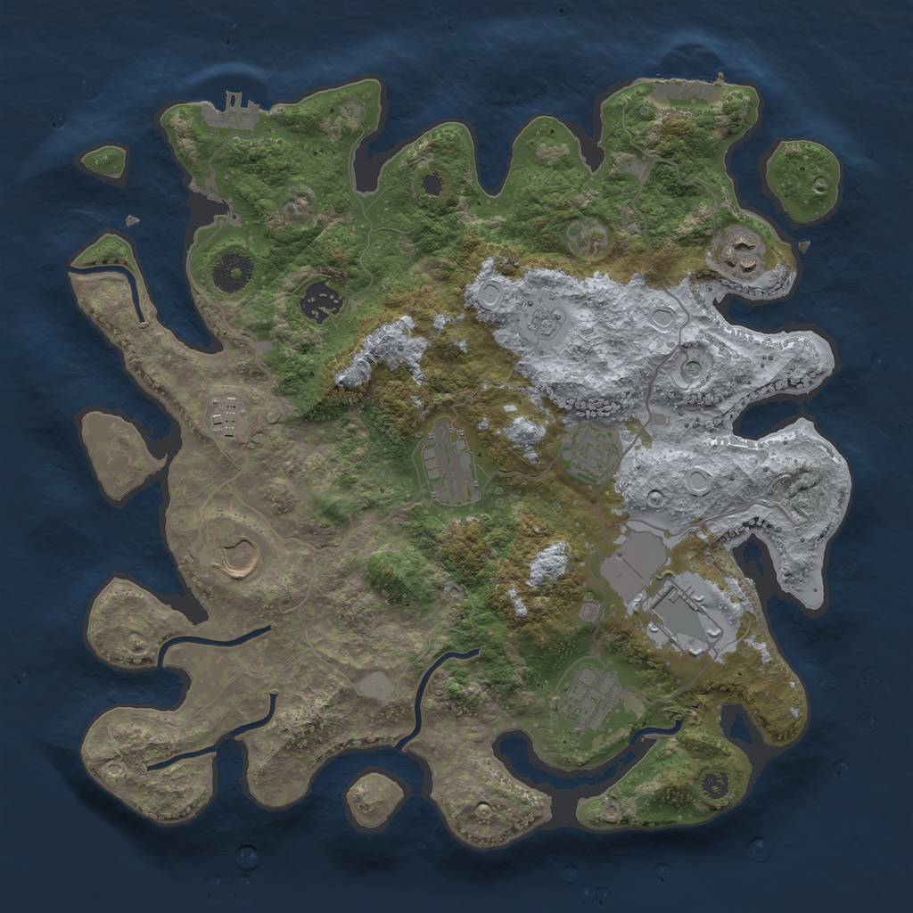 Rust Map: Procedural Map, Size: 3500, Seed: 9875, 17 Monuments
