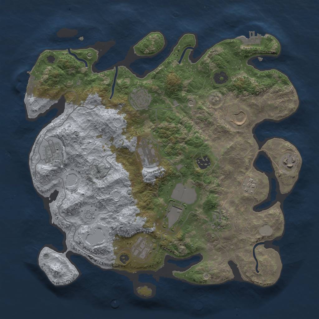 Rust Map: Procedural Map, Size: 3500, Seed: 225576493, 19 Monuments