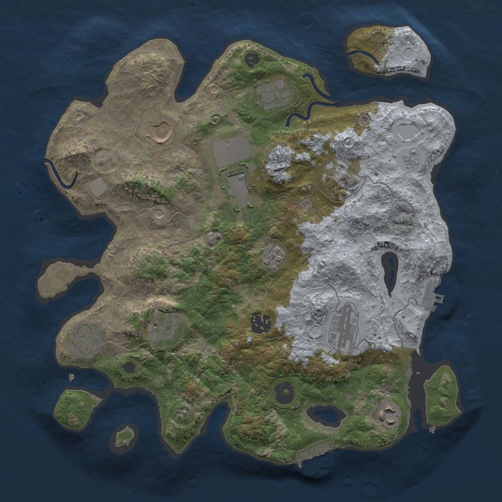Rust Map: Procedural Map, Size: 3500, Seed: 23155, 19 Monuments