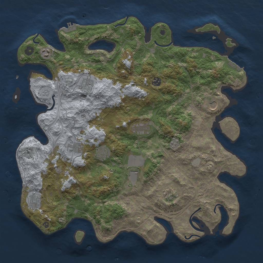 Rust Map: Procedural Map, Size: 4250, Seed: 760907791, 20 Monuments