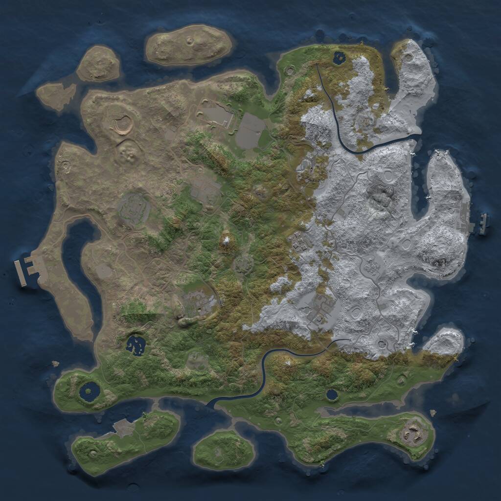 Rust Map: Procedural Map, Size: 3800, Seed: 1966740843, 16 Monuments
