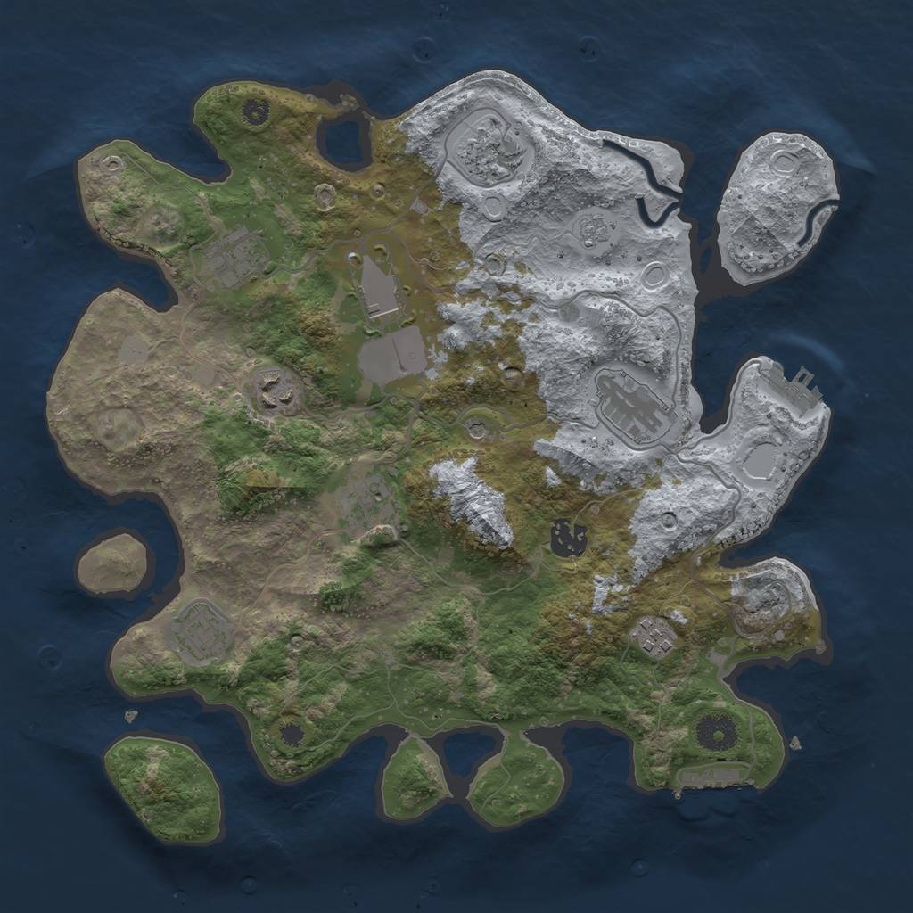 Rust Map: Procedural Map, Size: 3500, Seed: 22909442, 18 Monuments