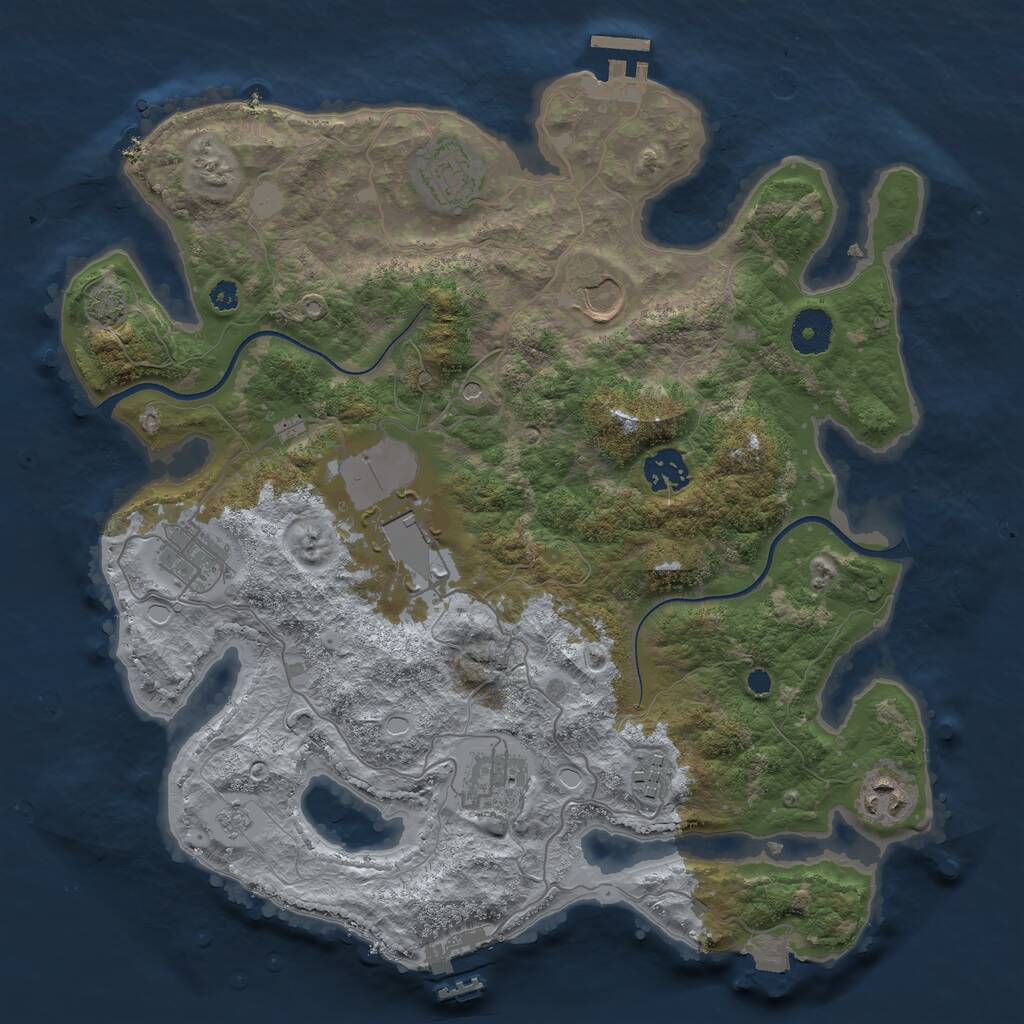 Rust Map: Procedural Map, Size: 3500, Seed: 64066465, 14 Monuments