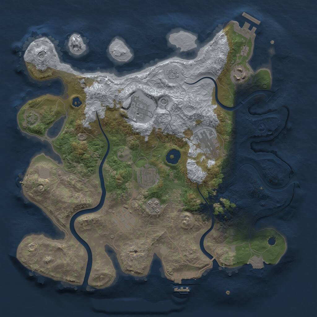 Rust Map: Procedural Map, Size: 3250, Seed: 2627, 12 Monuments