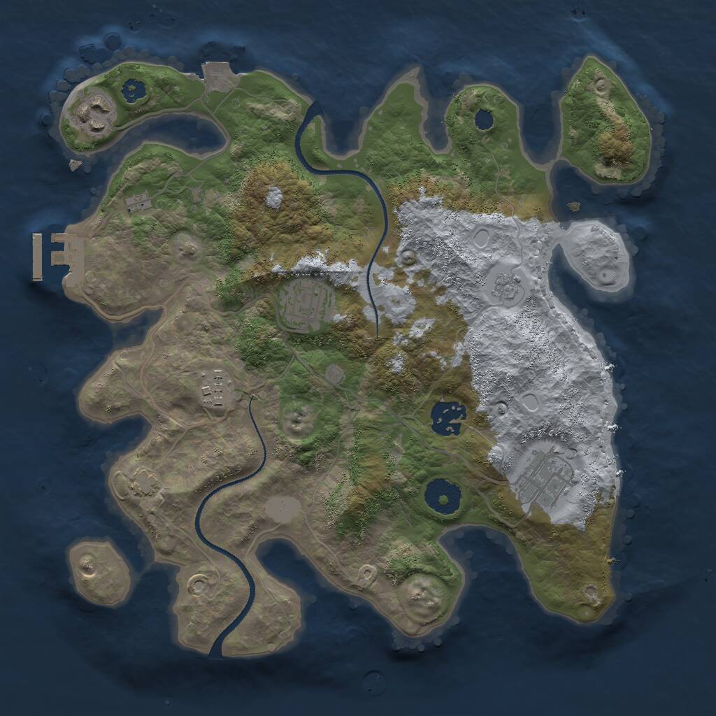 Rust Map: Procedural Map, Size: 3000, Seed: 383240796, 9 Monuments
