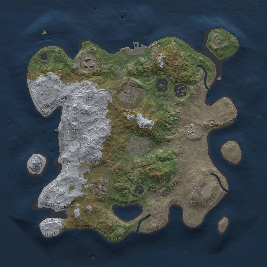 Rust Map: Procedural Map, Size: 3000, Seed: 10028, 15 Monuments