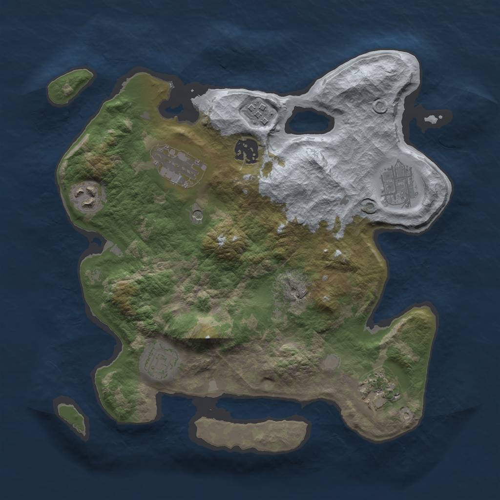 Rust Map: Barren, Size: 3000, Seed: 28, 10 Monuments