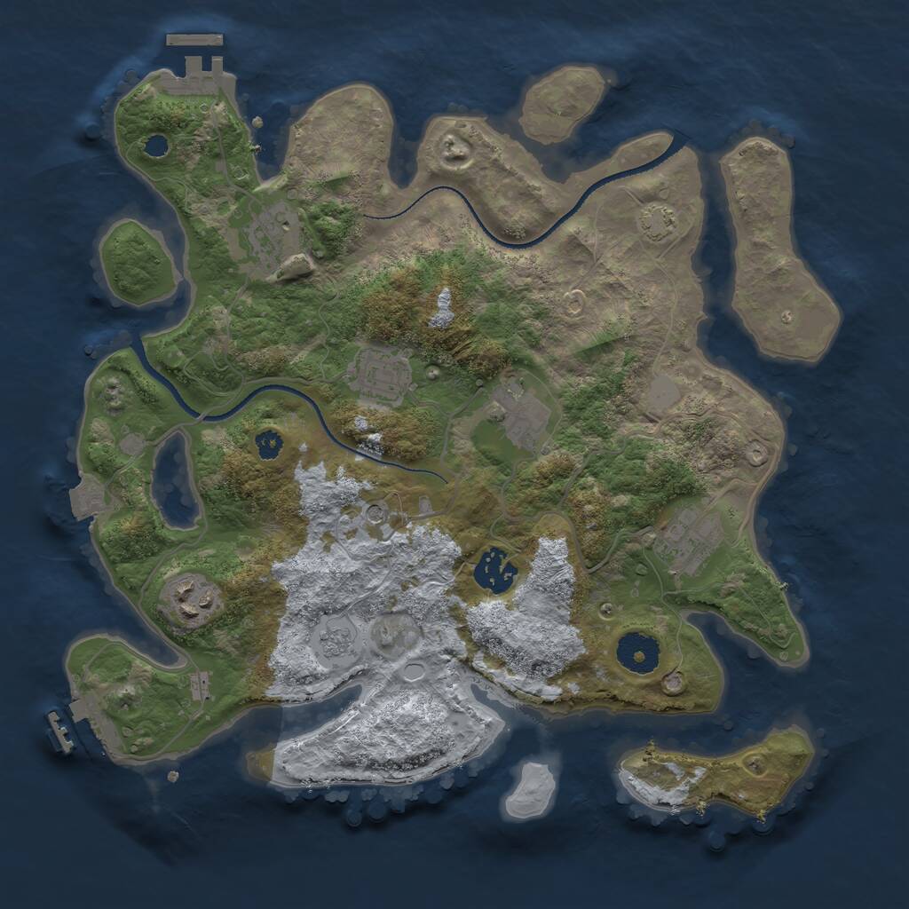 Rust Map: Procedural Map, Size: 3250, Seed: 781690673, 12 Monuments