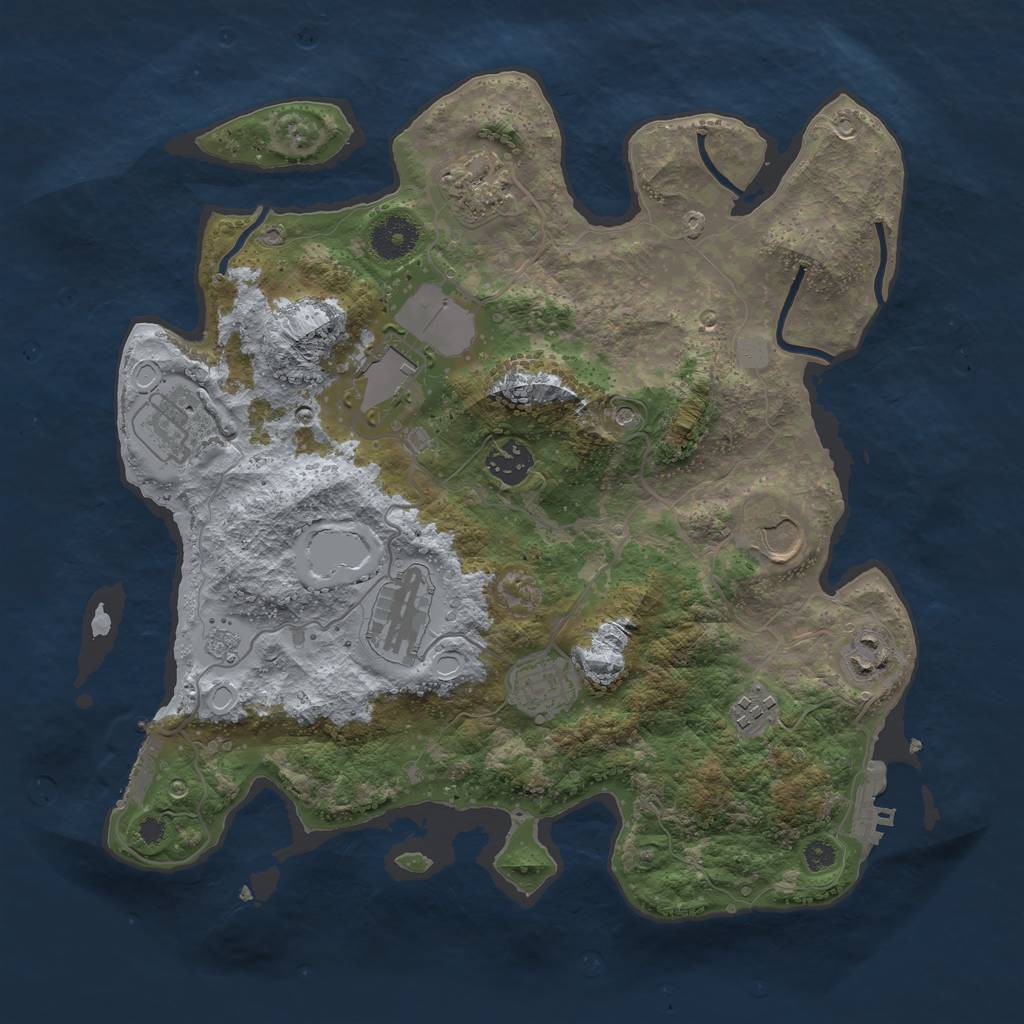 Rust Map: Procedural Map, Size: 3500, Seed: 22173374, 18 Monuments