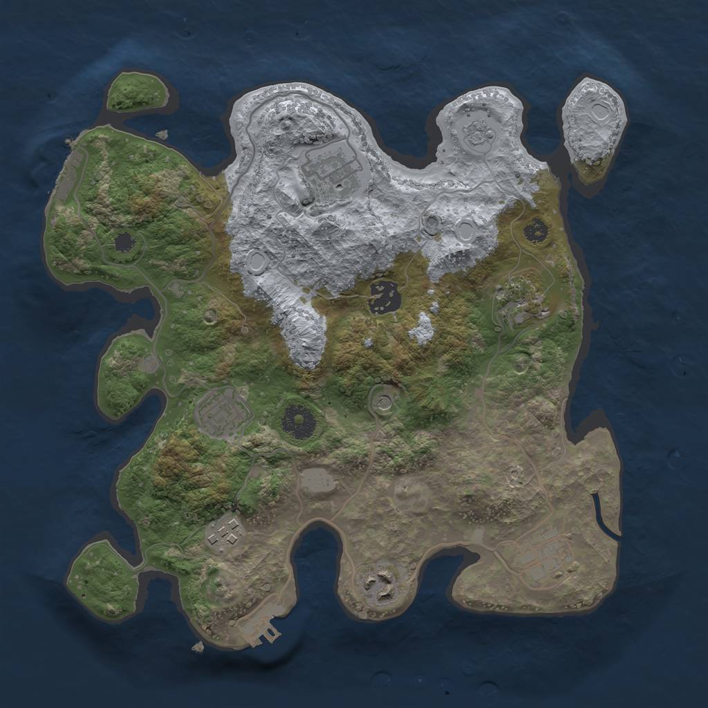 Rust Map: Procedural Map, Size: 3101, Seed: 1, 16 Monuments