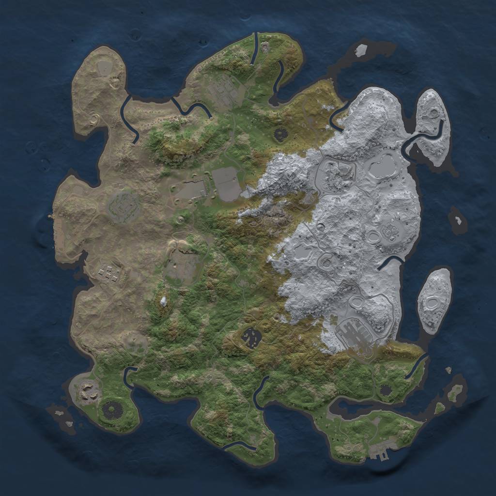 Rust Map: Procedural Map, Size: 3750, Seed: 36361613, 18 Monuments