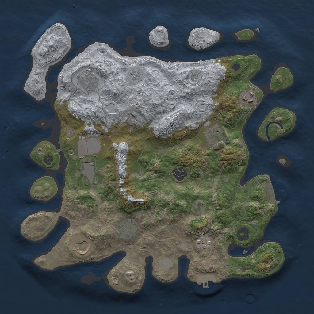 Rust Map: Procedural Map, Size: 3500, Seed: 594057276, 17 Monuments