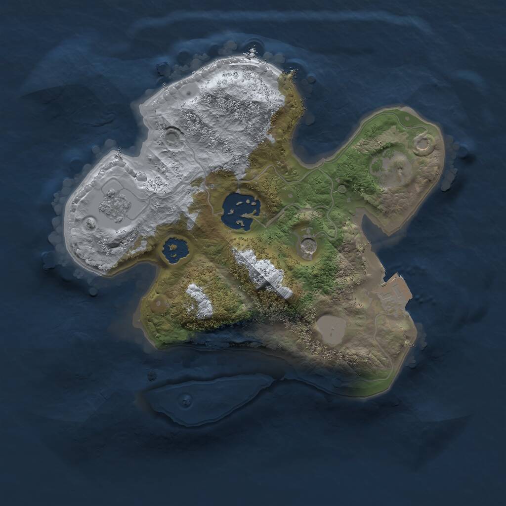 Rust Map: Procedural Map, Size: 2000, Seed: 20471, 4 Monuments