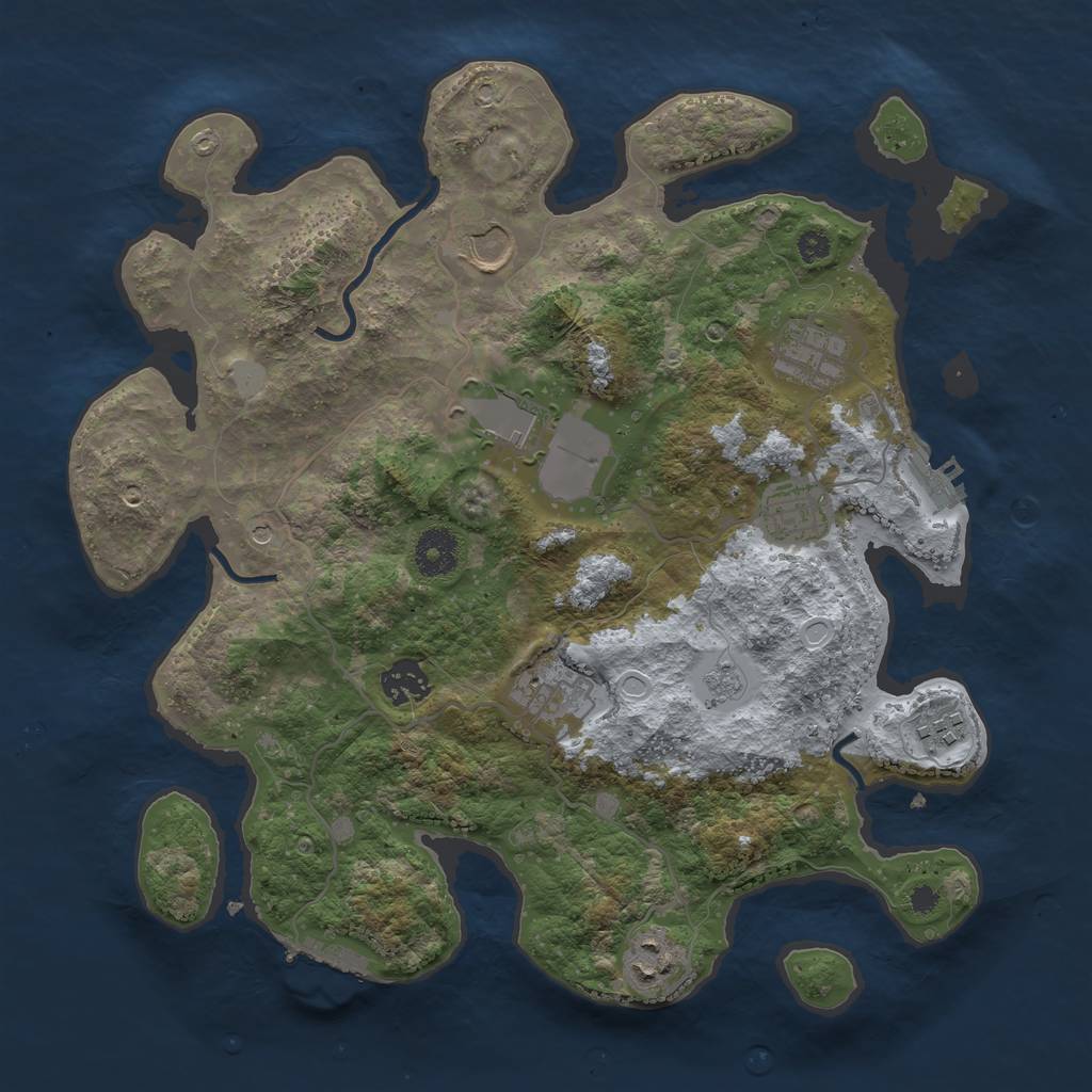 Rust Map: Procedural Map, Size: 3500, Seed: 535054474, 17 Monuments