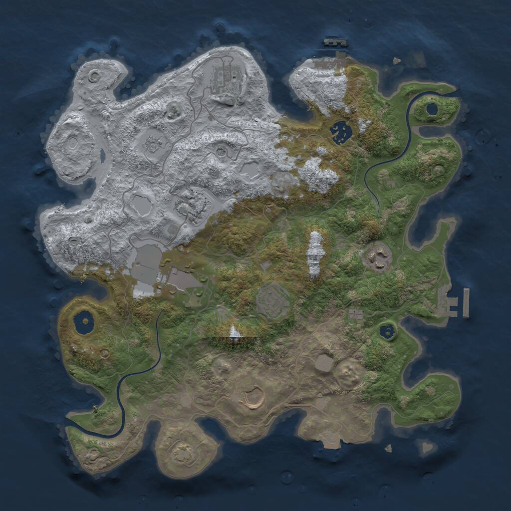 Rust Map: Procedural Map, Size: 3500, Seed: 10430280, 13 Monuments