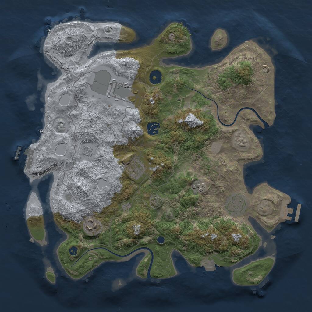 Rust Map: Procedural Map, Size: 3500, Seed: 38327769, 11 Monuments