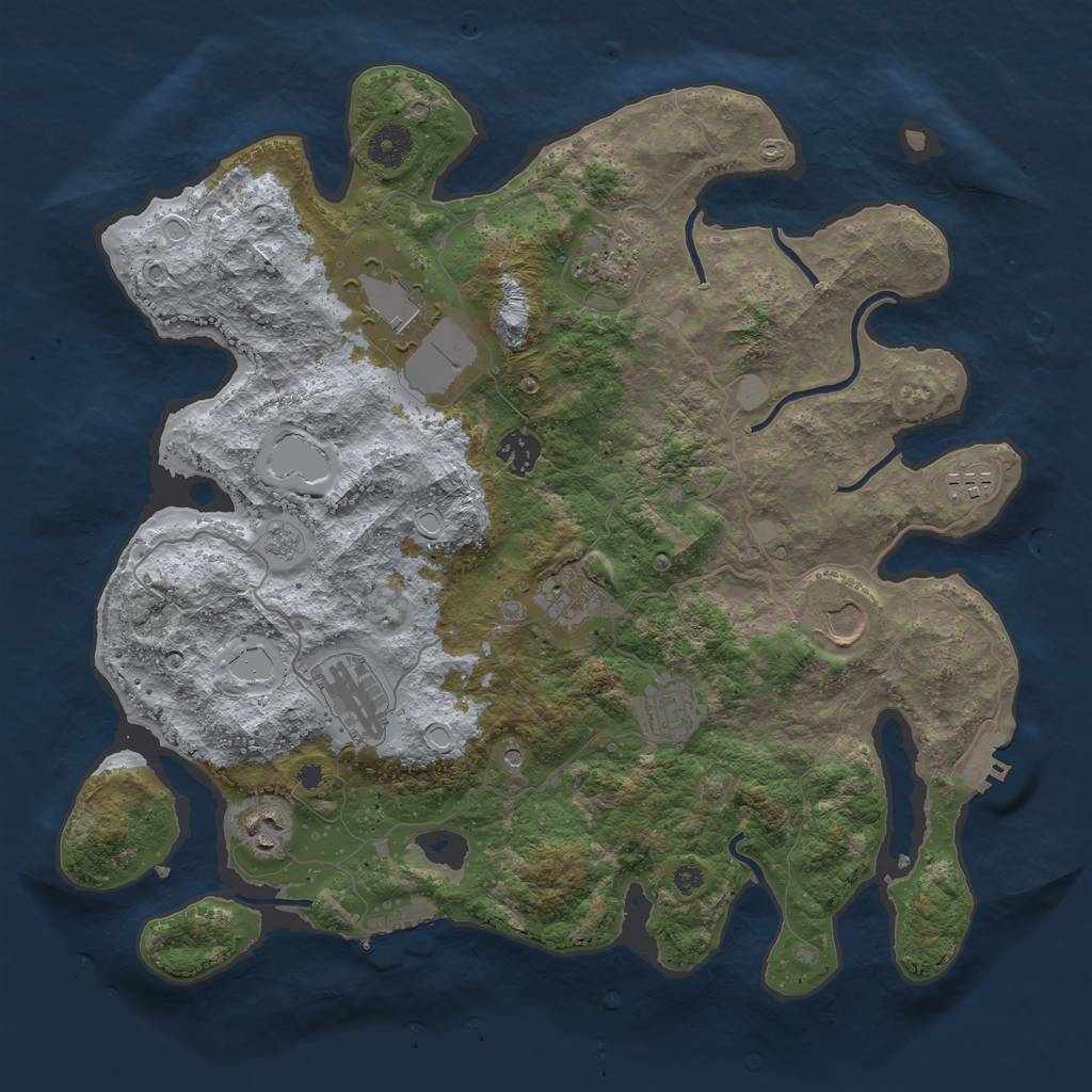 Rust Map: Procedural Map, Size: 3800, Seed: 18486224, 18 Monuments