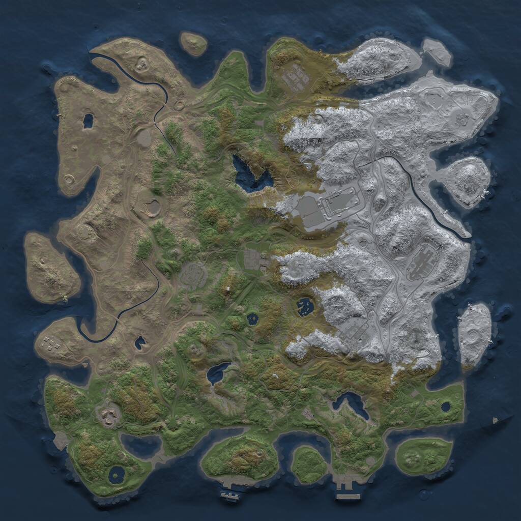 Rust Map: Procedural Map, Size: 4500, Seed: 1710043014, 16 Monuments