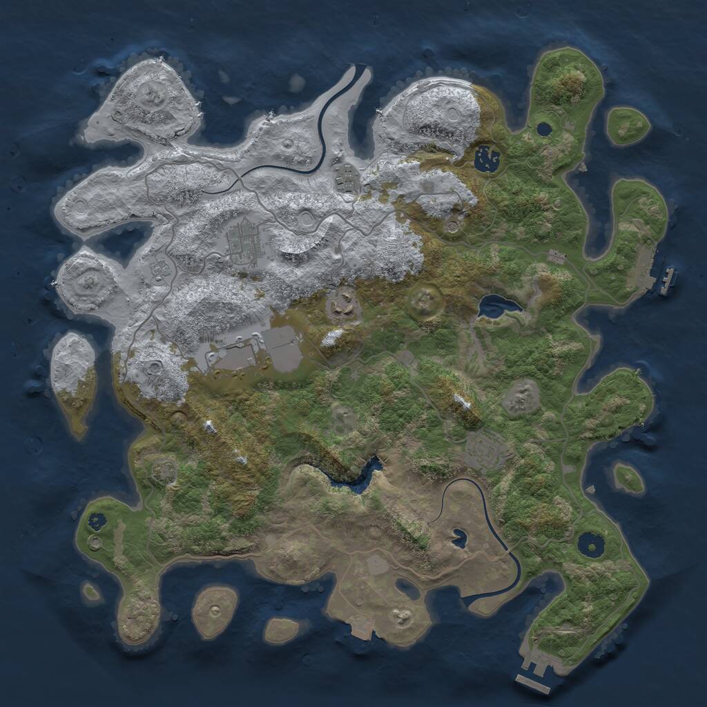 Rust Map: Procedural Map, Size: 4000, Seed: 27882469, 12 Monuments