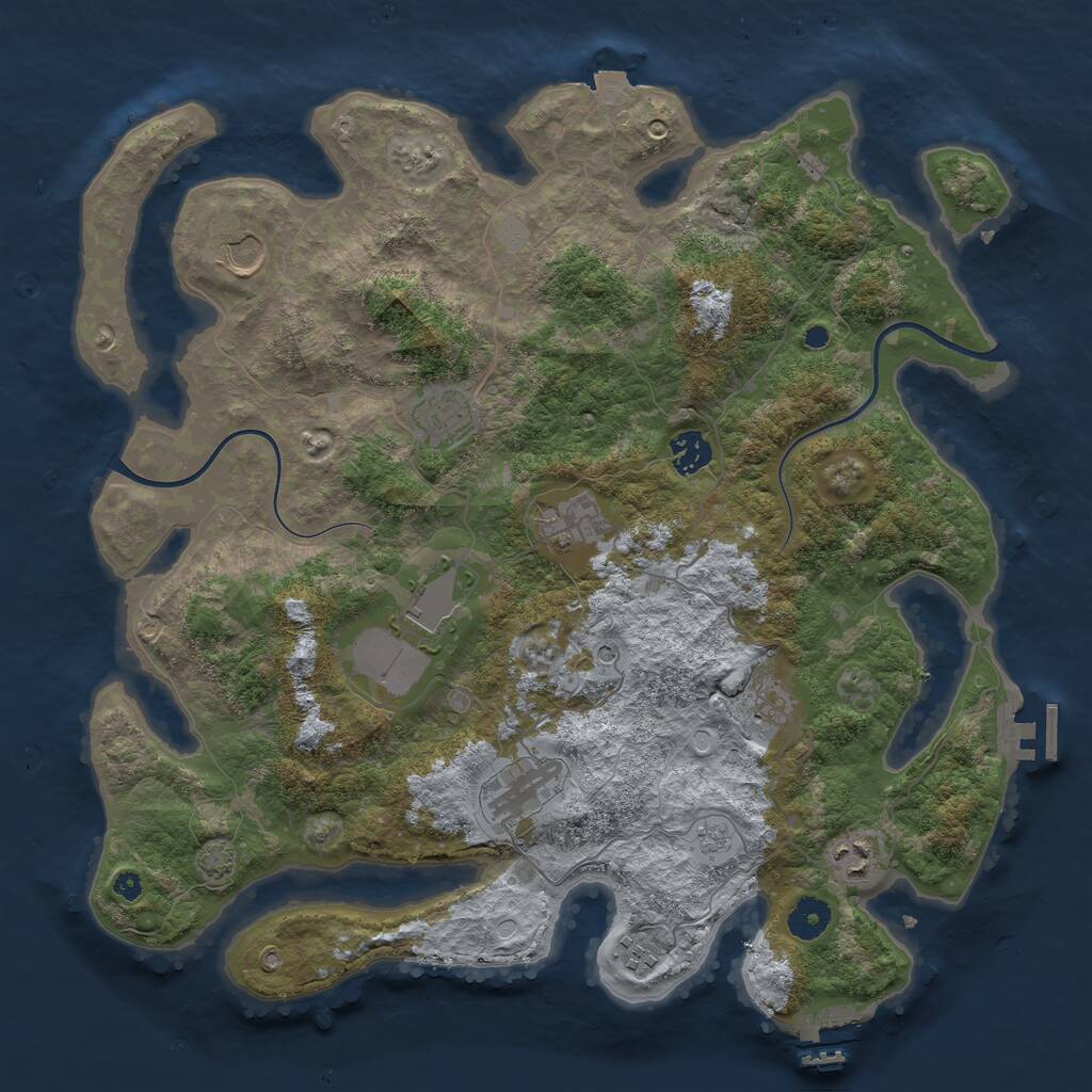 Rust Map: Procedural Map, Size: 3900, Seed: 3422, 15 Monuments