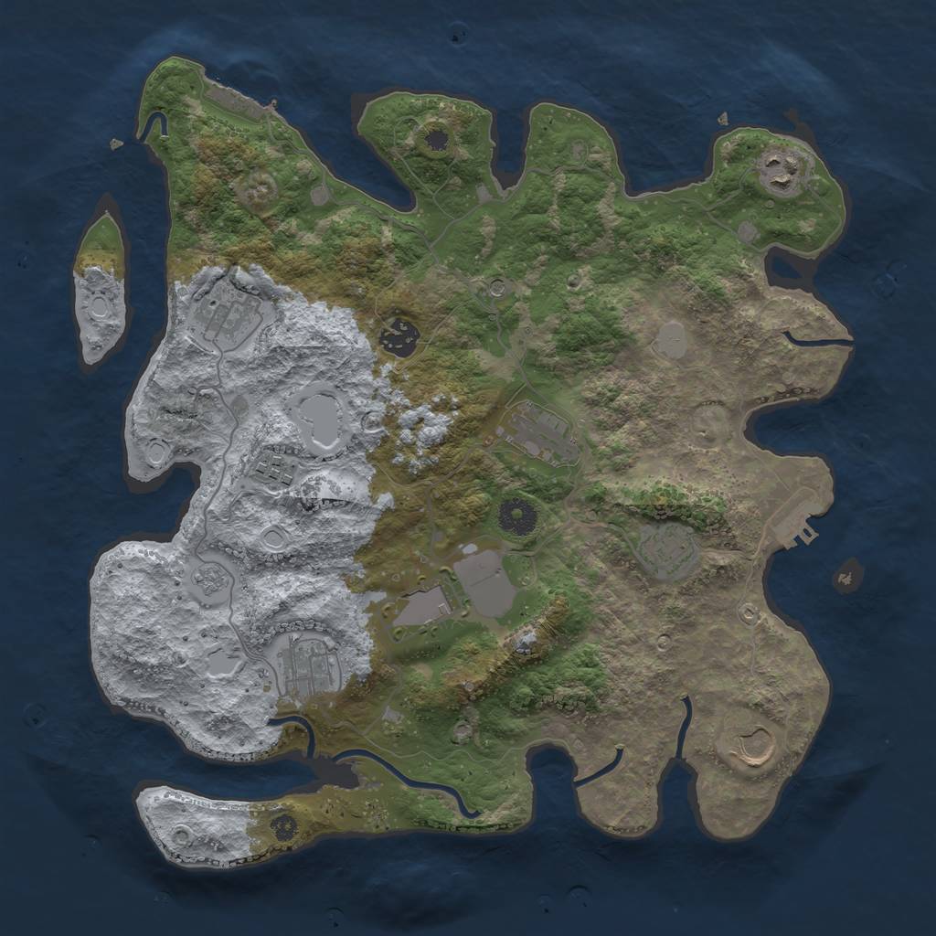 Rust Map: Procedural Map, Size: 3700, Seed: 877127855, 18 Monuments