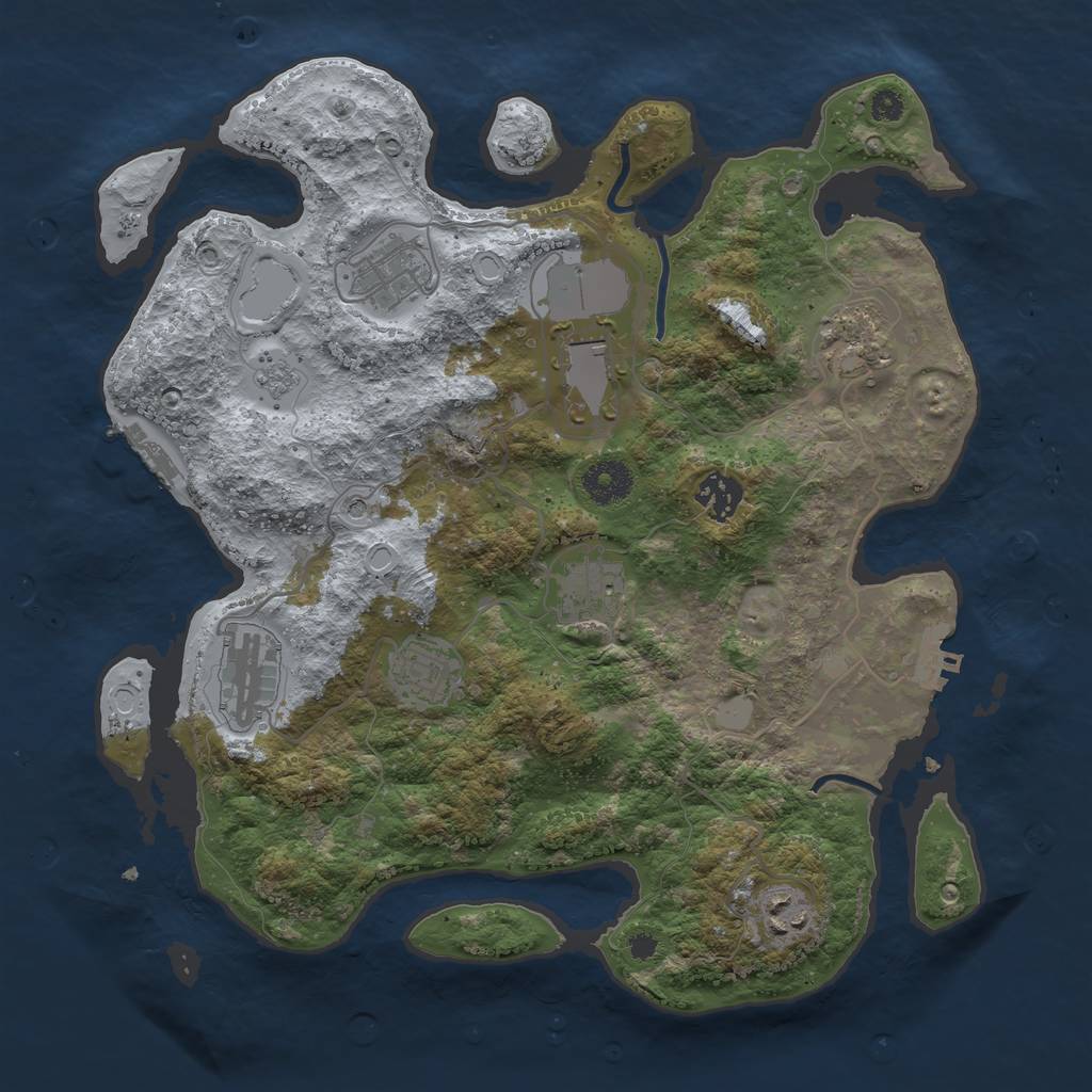 Rust Map: Procedural Map, Size: 3500, Seed: 98178177, 17 Monuments