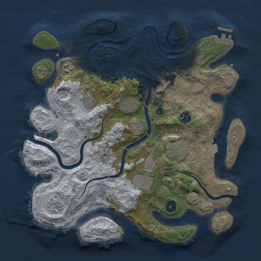 Rust Map: Procedural Map, Size: 3500, Seed: 940945655, 13 Monuments