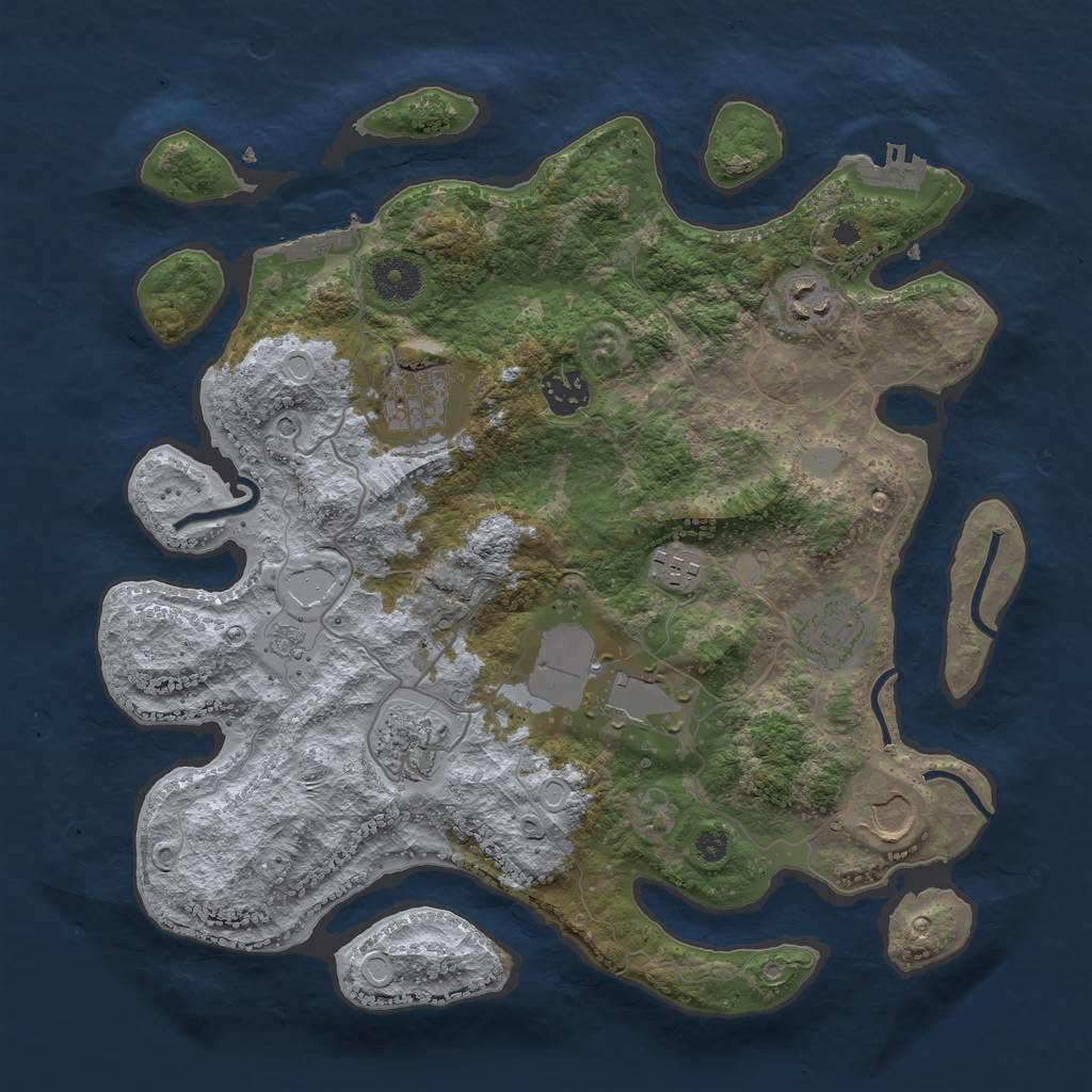 Rust Map: Procedural Map, Size: 3500, Seed: 940945655, 17 Monuments