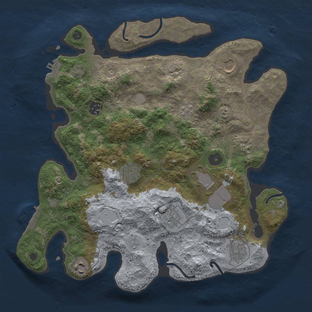Rust Map: Procedural Map, Size: 3500, Seed: 247912283, 18 Monuments