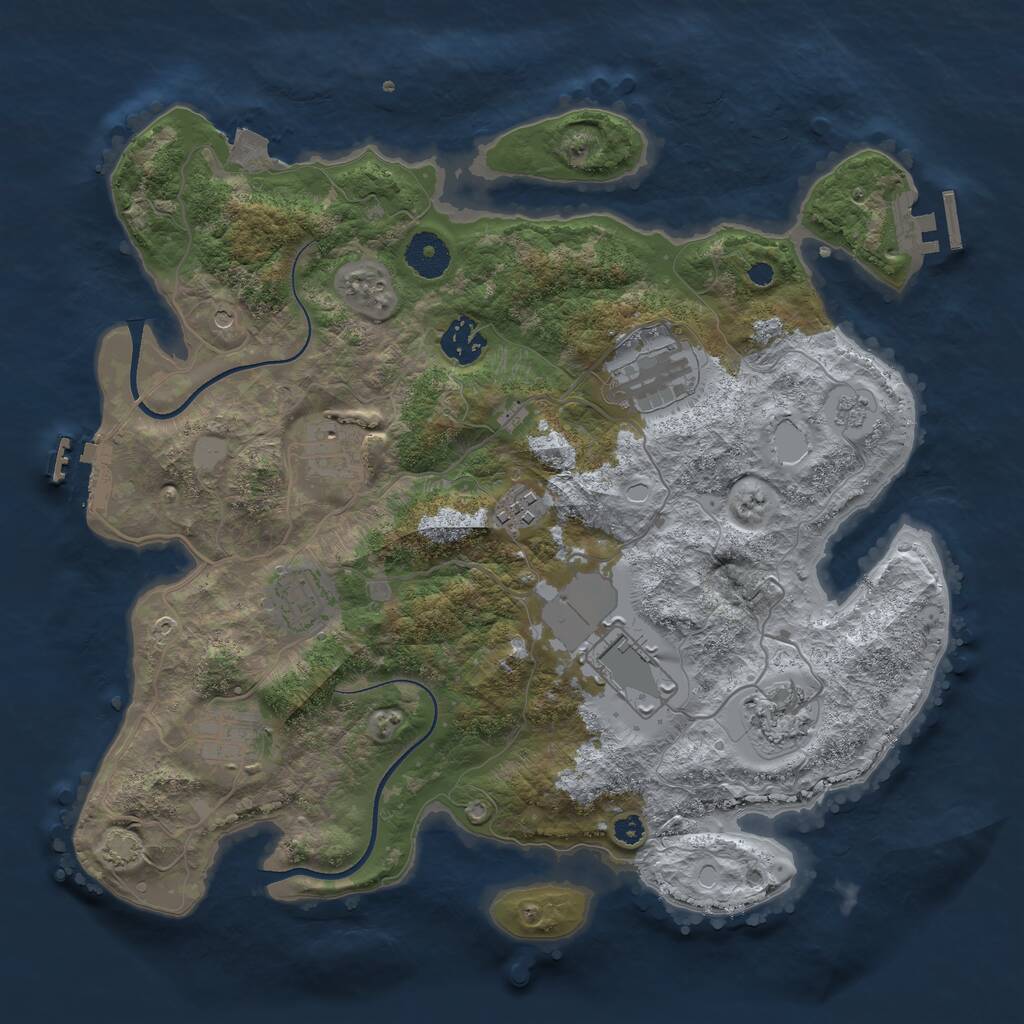 Rust Map: Procedural Map, Size: 3500, Seed: 1349169200, 14 Monuments