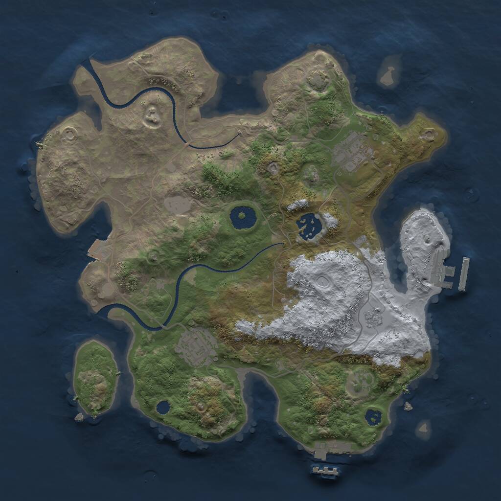 Rust Map: Procedural Map, Size: 3000, Seed: 535054474, 8 Monuments