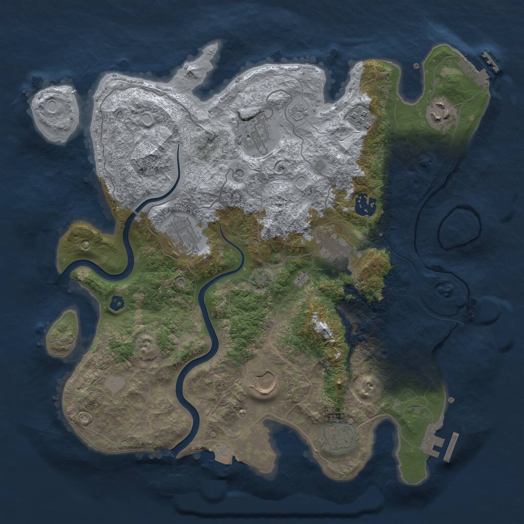 Rust Map: Procedural Map, Size: 3500, Seed: 752228, 14 Monuments