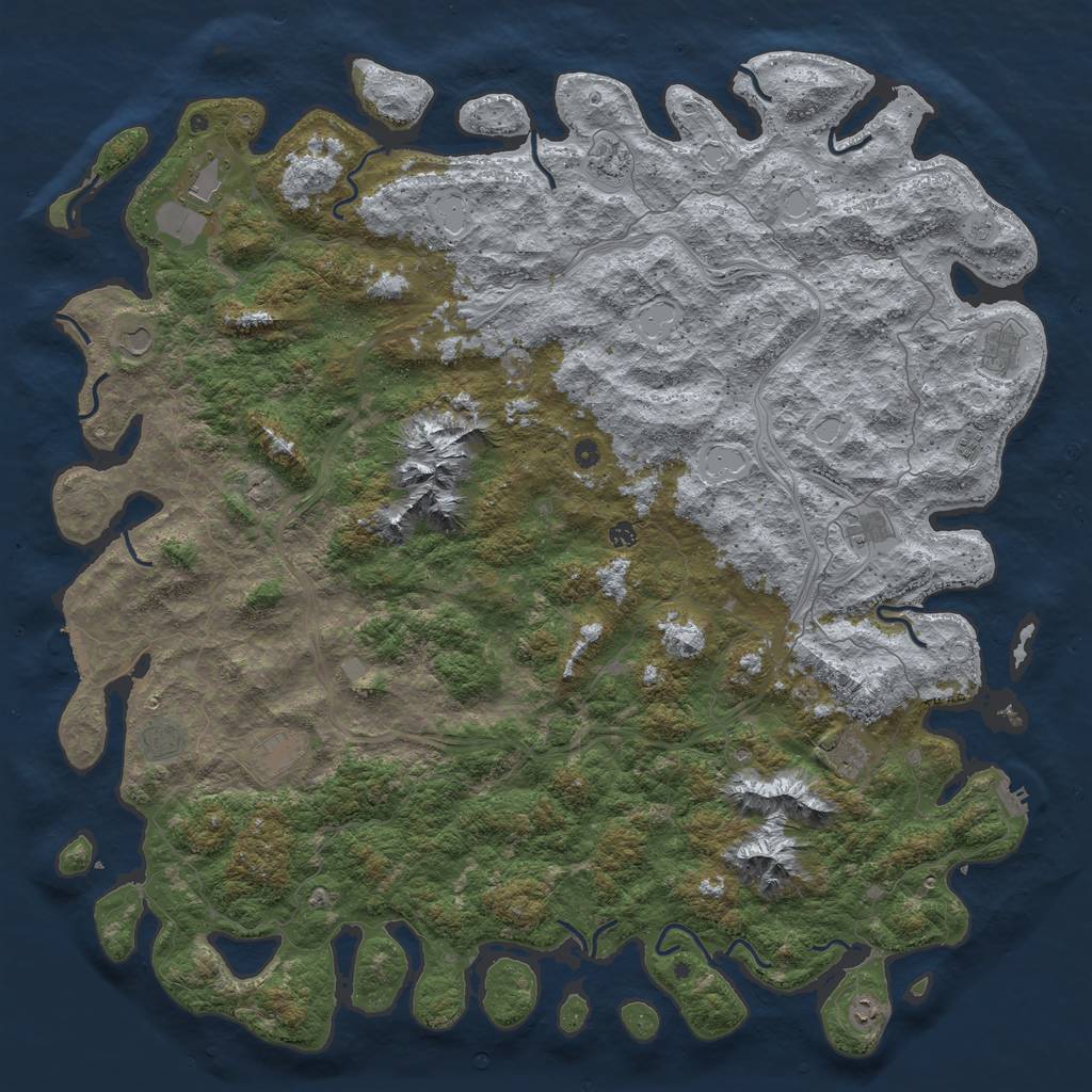 Rust Map: Procedural Map, Size: 6000, Seed: 94673, 20 Monuments