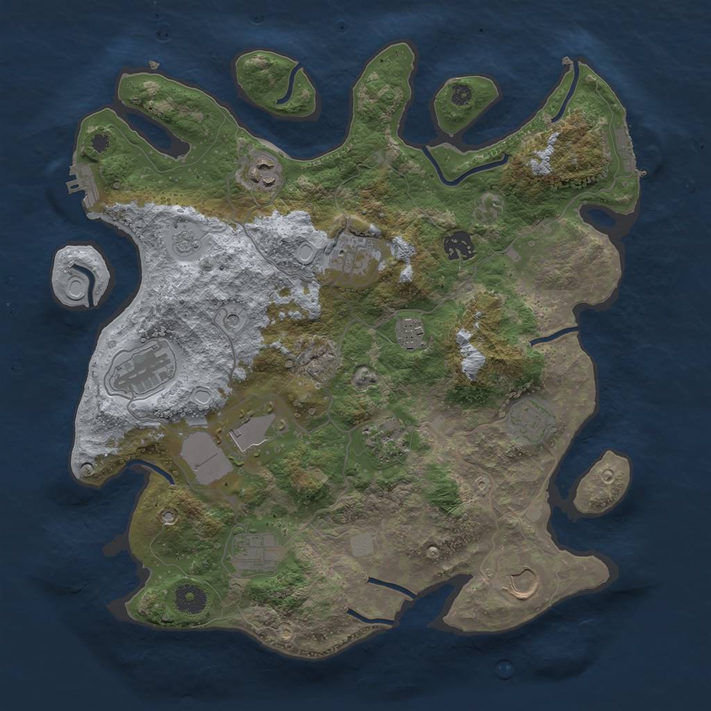 Rust Map: Procedural Map, Size: 3500, Seed: 601139366, 19 Monuments