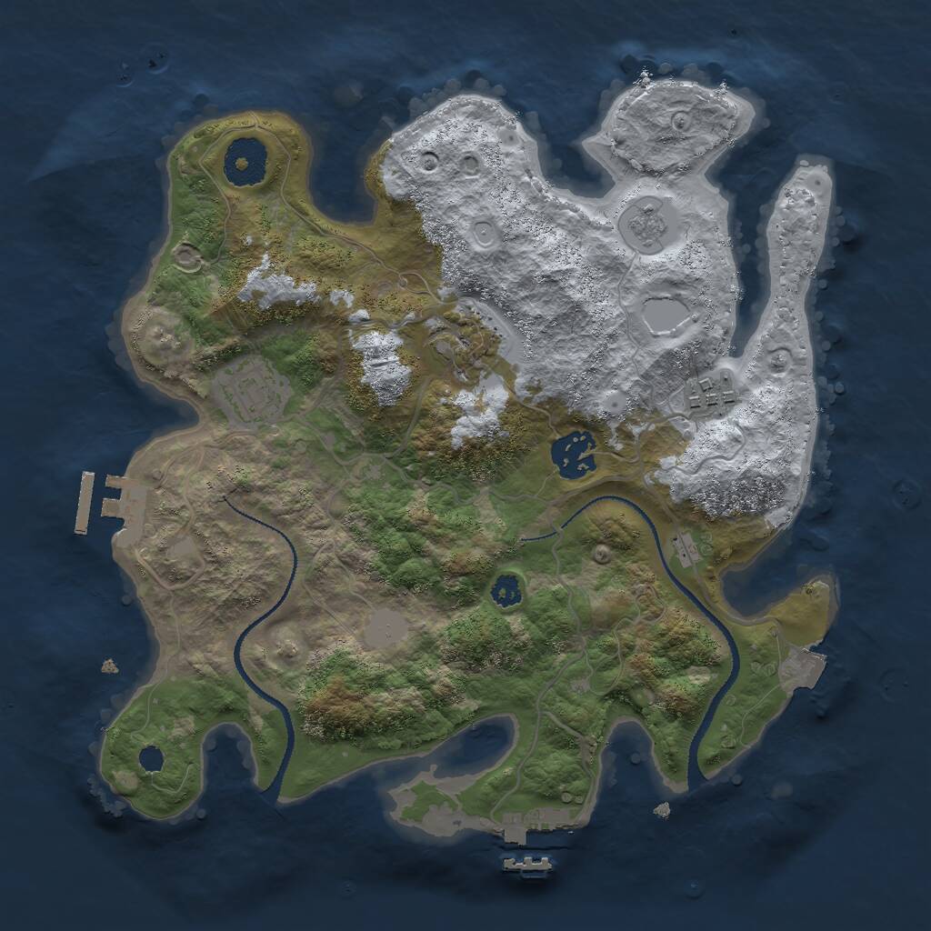 Rust Map: Procedural Map, Size: 3000, Seed: 28232, 8 Monuments