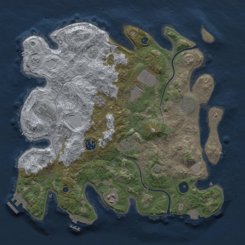 Rust Map: Procedural Map, Size: 3500, Seed: 79589040, 13 Monuments