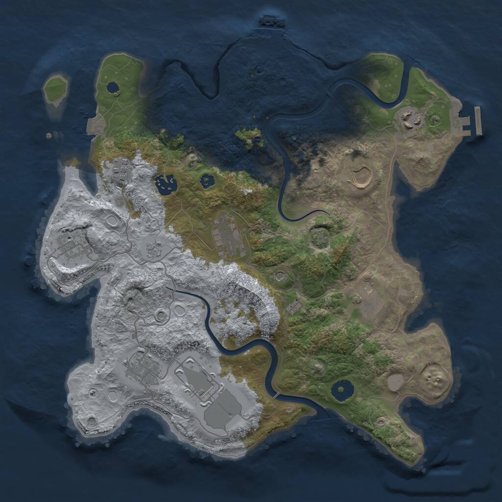 Rust Map: Procedural Map, Size: 3500, Seed: 48684207, 15 Monuments