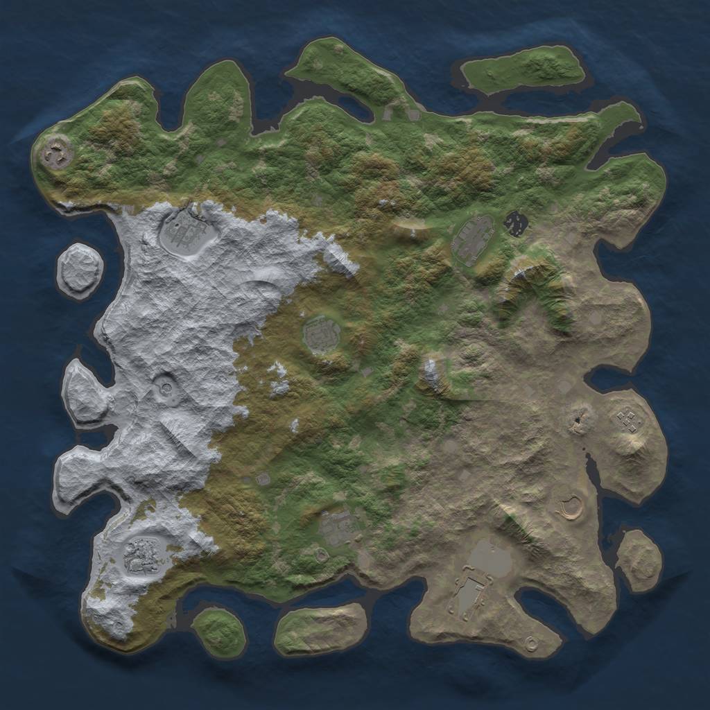 Rust Map: Barren, Size: 4500, Seed: 32333333, 13 Monuments