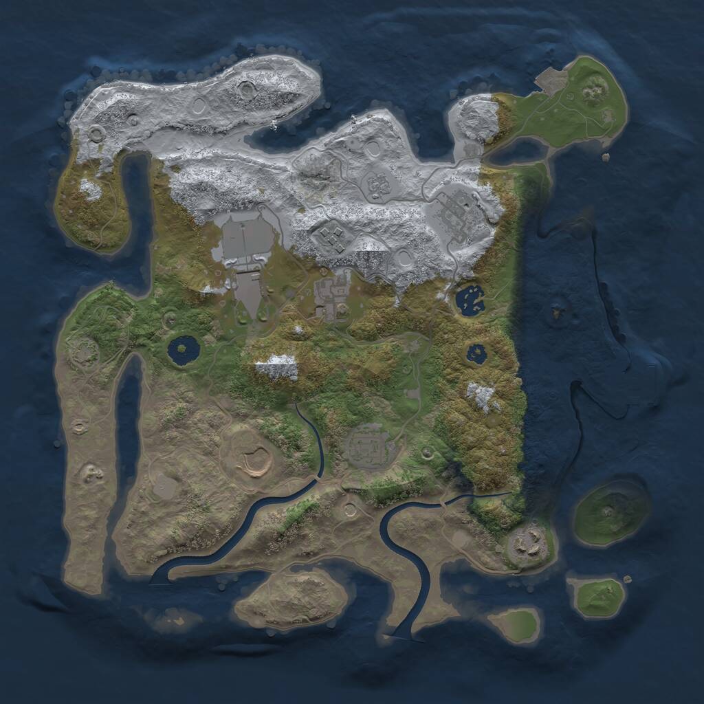 Rust Map: Procedural Map, Size: 3500, Seed: 14700596, 13 Monuments