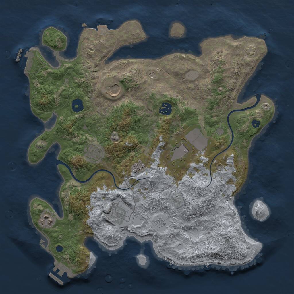 Rust Map: Procedural Map, Size: 3500, Seed: 6424004, 13 Monuments