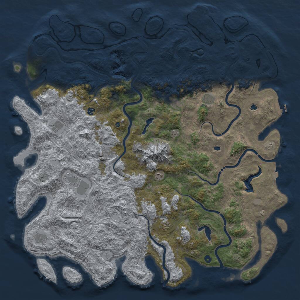 Rust Map: Procedural Map, Size: 6000, Seed: 83547, 16 Monuments