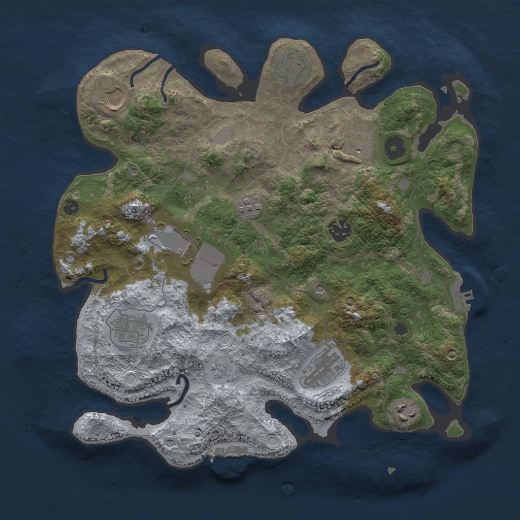 Rust Map: Procedural Map, Size: 3500, Seed: 737823072, 18 Monuments