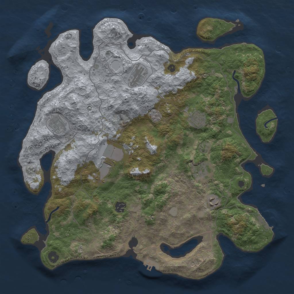 Rust Map: Procedural Map, Size: 4000, Seed: 778990382, 17 Monuments