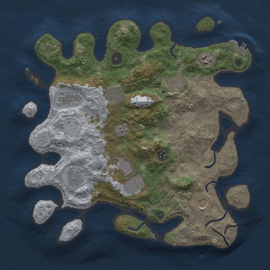 Rust Map: Procedural Map, Size: 3500, Seed: 49283078, 17 Monuments
