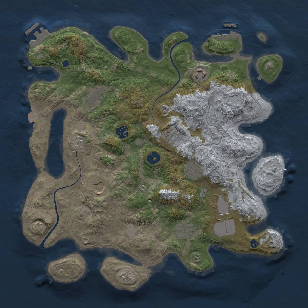 Rust Map: Procedural Map, Size: 3700, Seed: 820006265, 15 Monuments