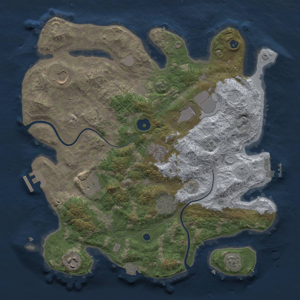 Rust Map: Procedural Map, Size: 3500, Seed: 402091380, 13 Monuments