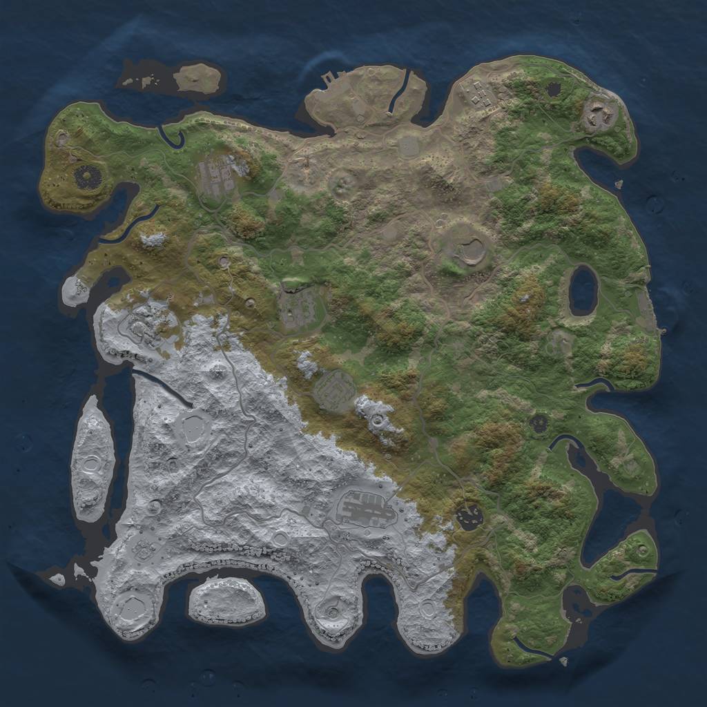 Rust Map: Procedural Map, Size: 4000, Seed: 1037621063, 18 Monuments