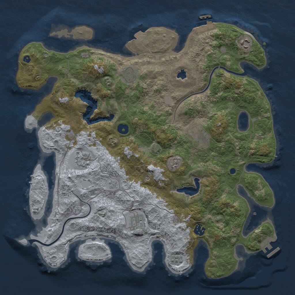 Rust Map: Procedural Map, Size: 4000, Seed: 1037621063, 13 Monuments